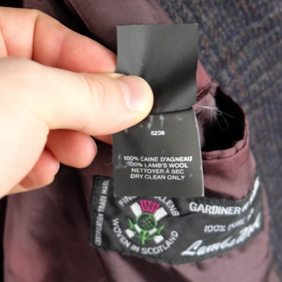 Vintage Blazer Mens 48R Black Gray Gardiner Of Selkirk Two Button Vented 80s 90s - Picture 16 of 16